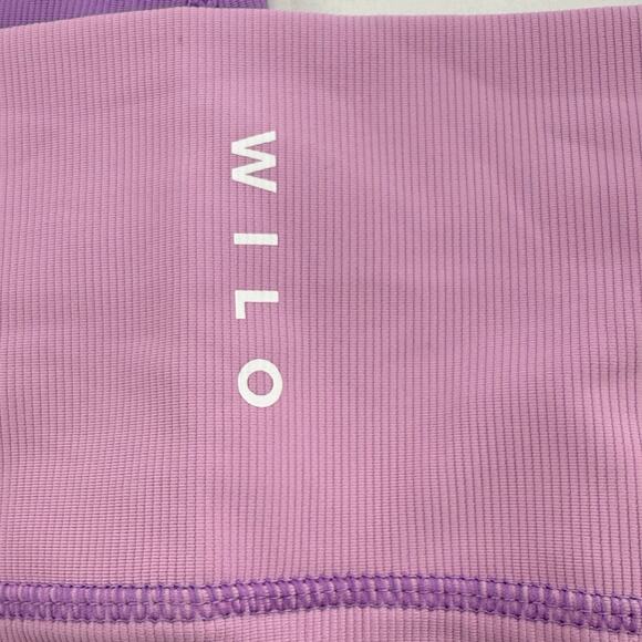 WILO The Label Rib Knit Capri Leggings XS Womens Purple Pink Stretch Activewear - Picture 3 of 5
